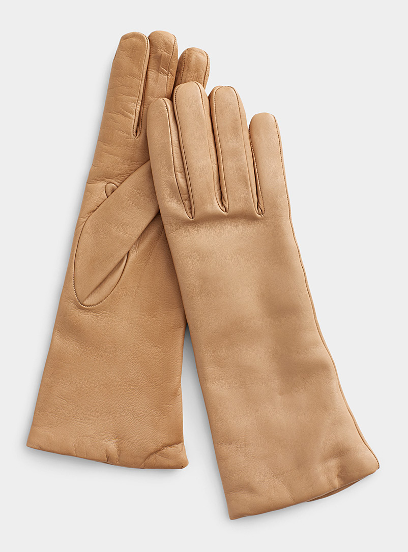 Simons: Le gant cuir souple essentiel Beige crème pour femme