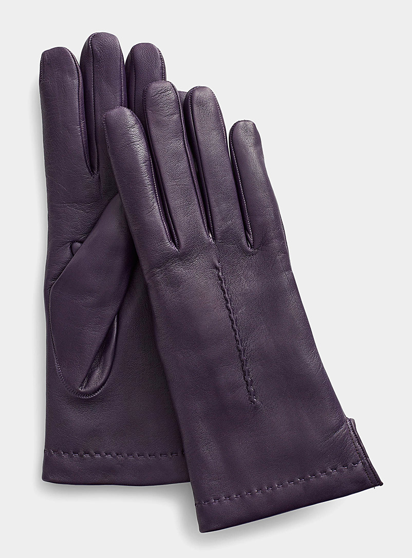 Simons Crimson Seamed leather gloves for women