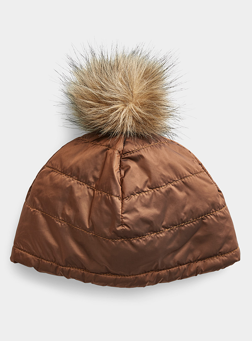 Mitchie's Toast Faux-fur pompom quilted tuque for women