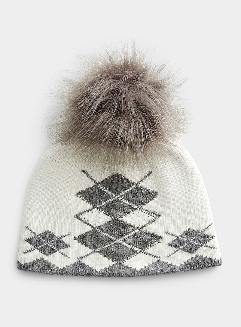Simons Grey Shimmery diamond tuque for women