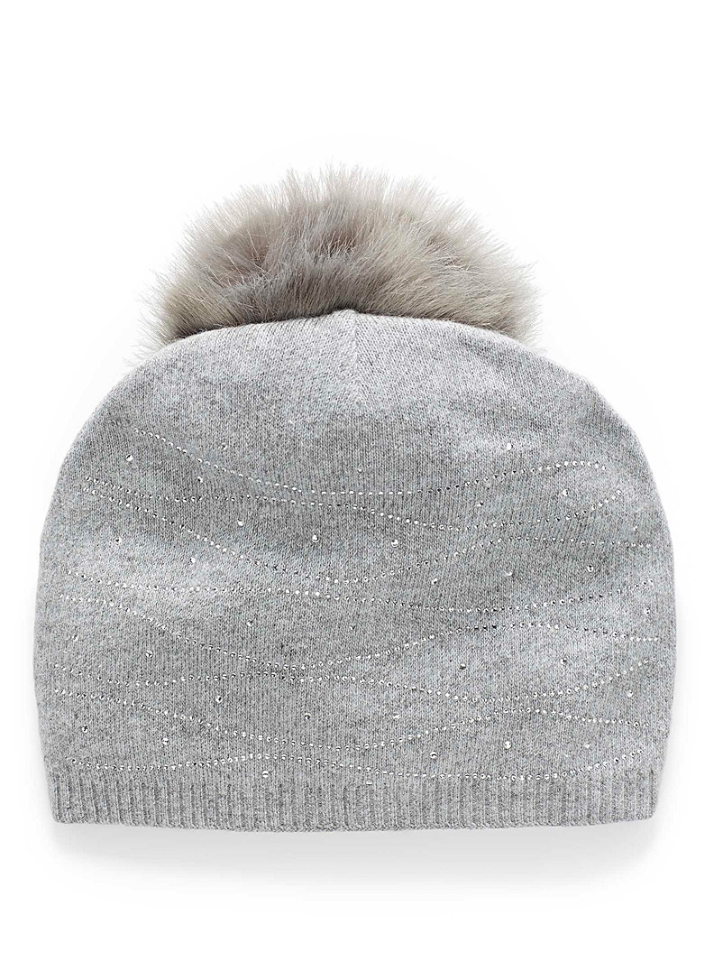 Simons Silver Shimmery jewel tuque for women