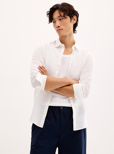 Only & Sons: La chemise lin uni Blanc pour homme