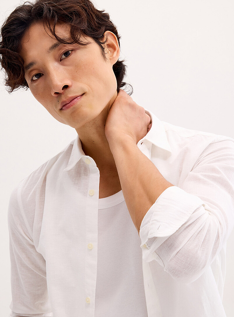 Only & Sons: La chemise lin uni Blanc pour homme