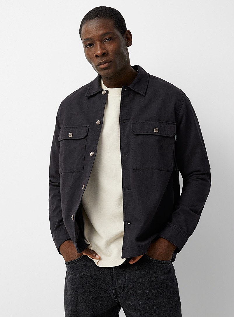 Only & Sons Black Solid twill overshirt for men