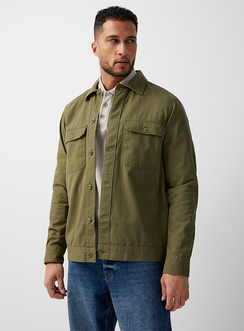 Only & Sons Green Minimalist twill overshirt for men