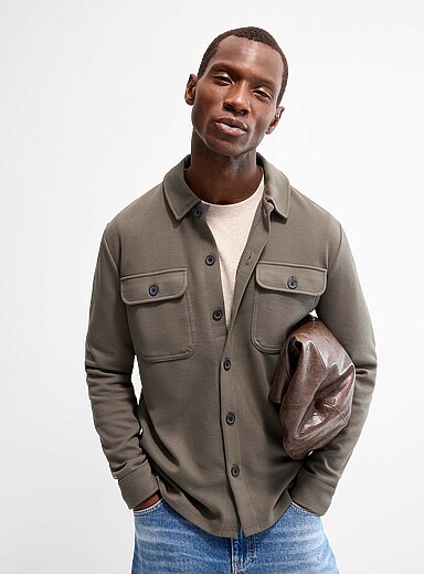 Twill jersey overshirt