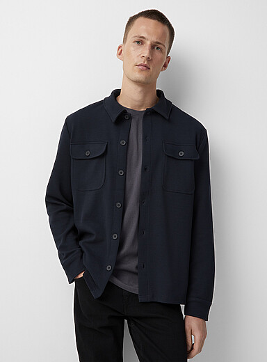 Only & Sons: La surchemise jersey serg&eacute; Bleu fonc&eacute; - Indigo pour homme