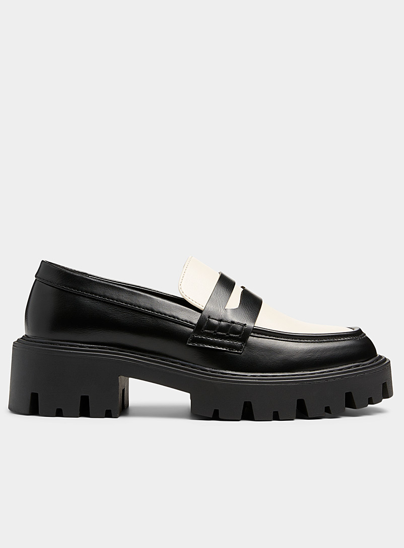 Only Black and White Two-tone platform penny loafers Women for women