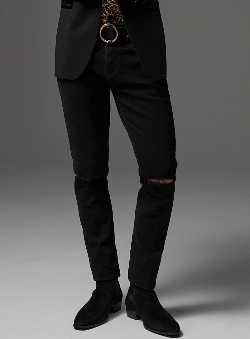 Only & Sons Black Black ripped-knee jean Skinny fit for men