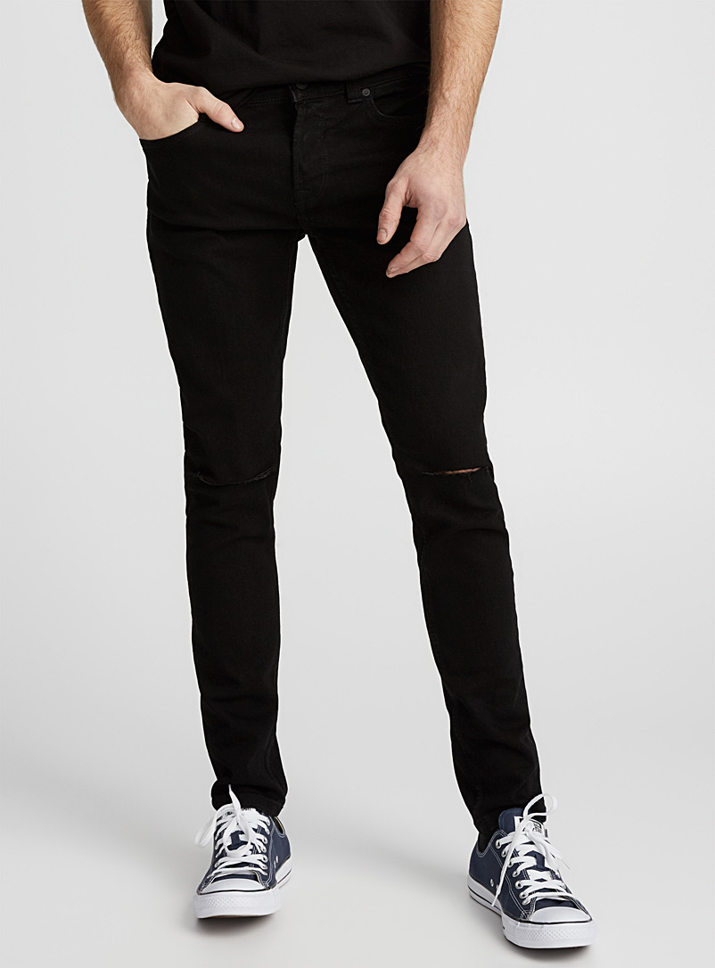 Only & Sons Black Black ripped-knee jean Skinny fit for men