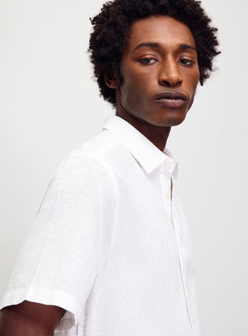 Only & Sons: La chemise l&eacute;g&egrave;re lin et coton <b>Coupe ajust&eacute;e</b> Blanc pour homme