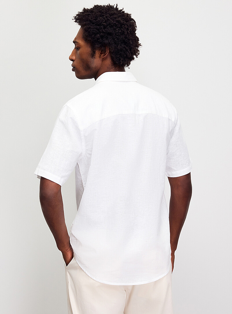 Only & Sons: La chemise l&eacute;g&egrave;re lin et coton <b>Coupe ajust&eacute;e</b> Blanc pour homme