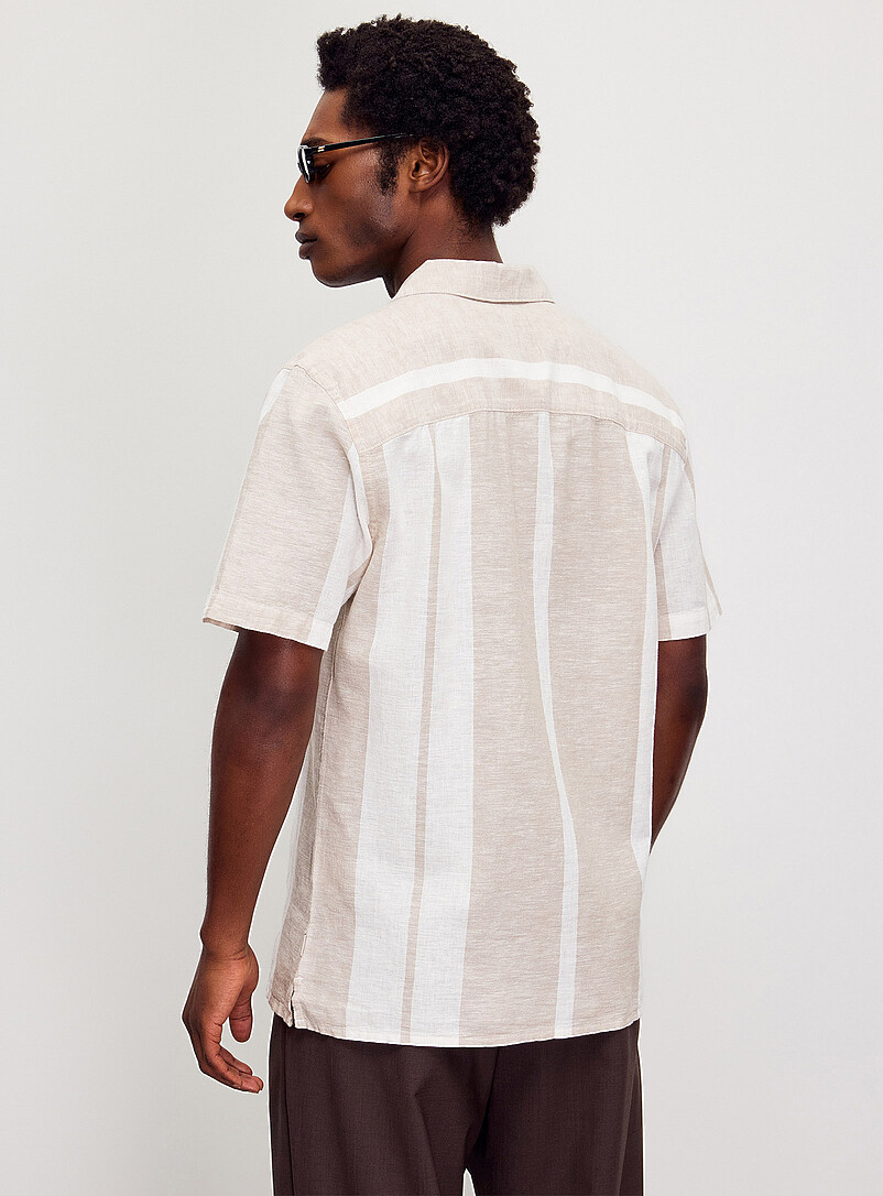 Only & Sons White Vertical-stripe lightweight shirt <b>Regular fit</b> for men