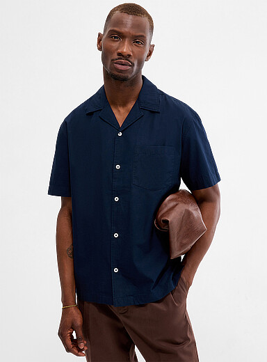 La chemise col ouvert popeline <b>Coupe relaxe</b>