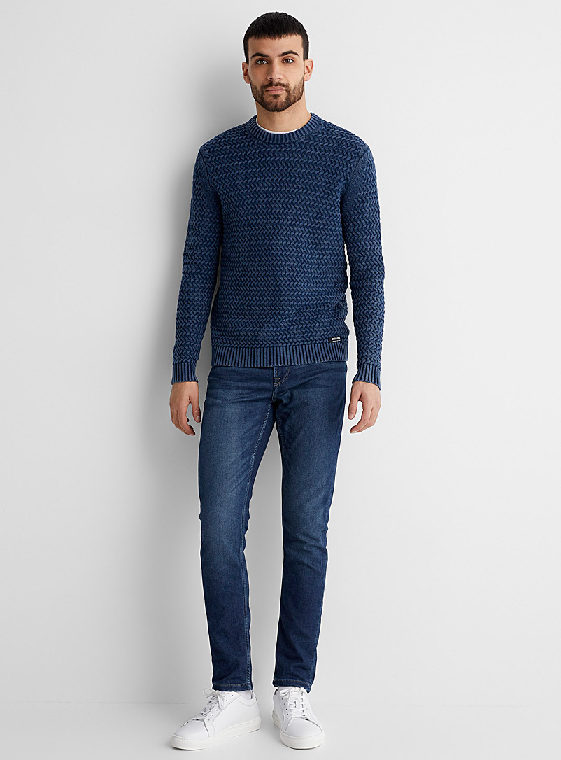 Only & Sons Blue Loom dark blue knit jean Slim fit for men