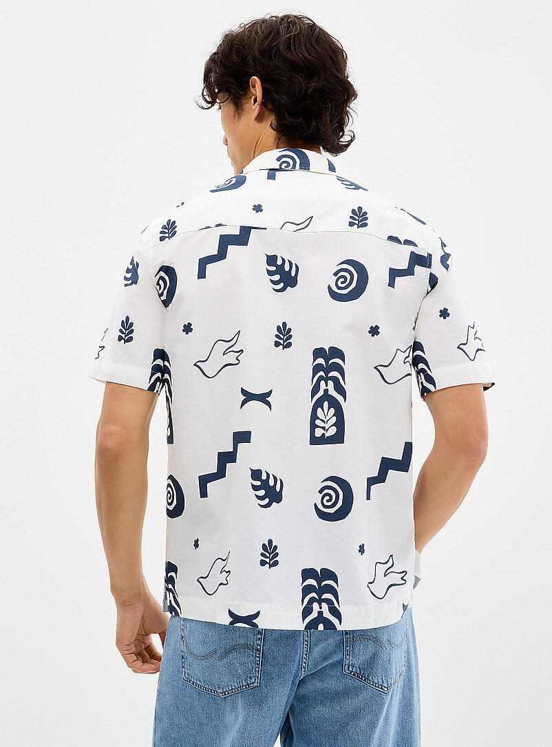 Only & Sons: La chemise col ouvert motifs exotiques <b>Coupe r&eacute;guli&egrave;re</b> Gris pour homme