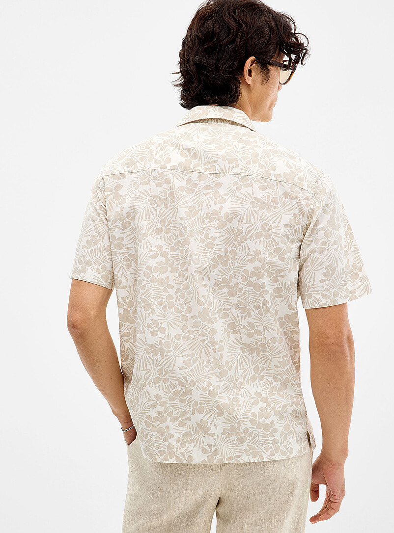 Only & Sons: La chemise col ouvert motifs exotiques <b>Coupe r&eacute;guli&egrave;re</b> Gris pour homme