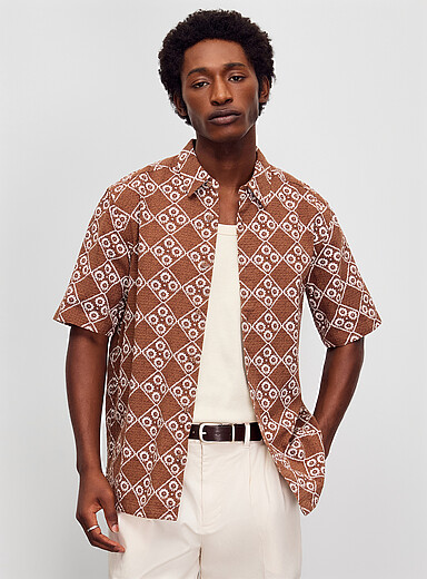 La chemise tricot imprim&eacute; mosa&iuml;que florale