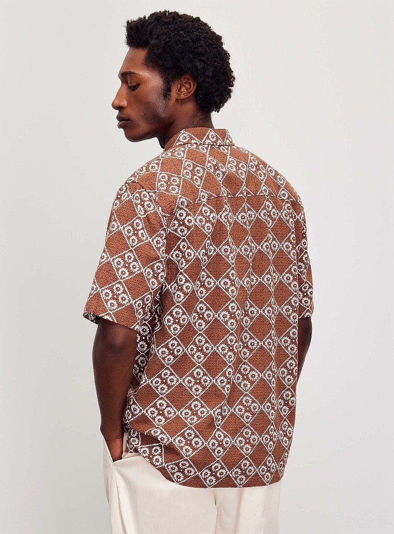 Only & Sons: La chemise tricot imprim&eacute; mosa&iuml;que florale Brun pour homme