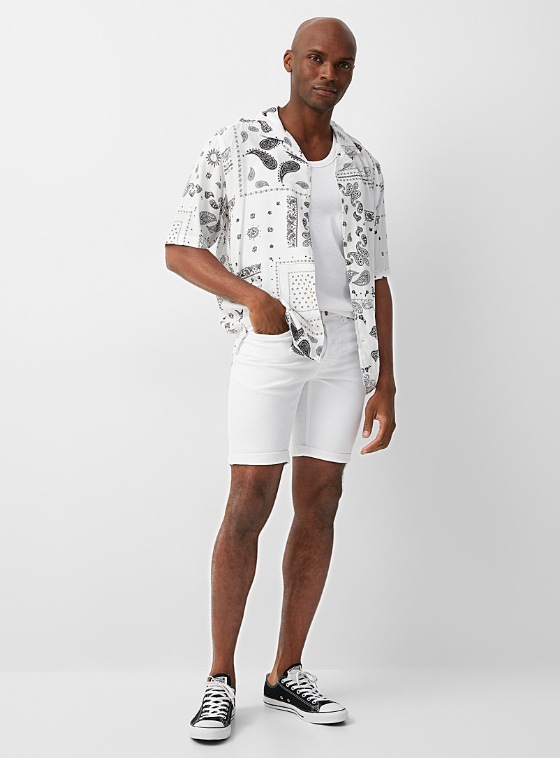 Only & Sons White Pure white jean short for men