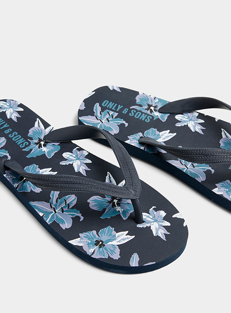 Only & Sons Marine Blue Tropical flower flip-flops Men for men