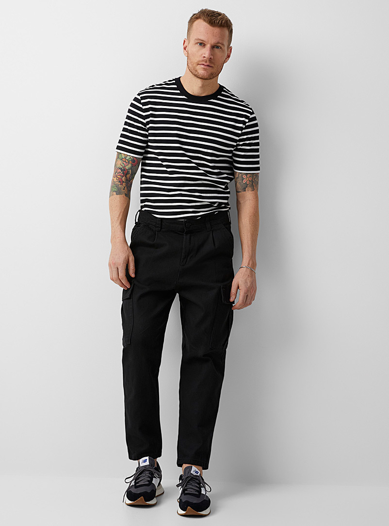 Only & Sons Black Cargo pocket twill pant Tapered fit for men