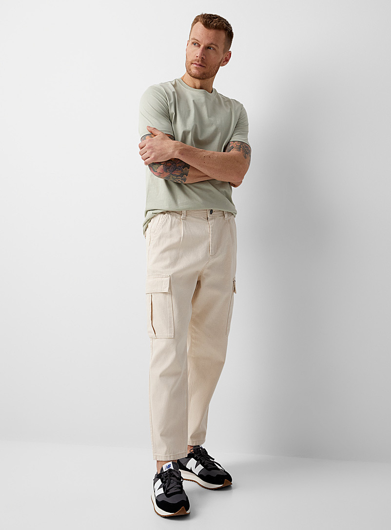 Only & Sons Ecru/Linen Cargo pocket twill pant Tapered fit for men