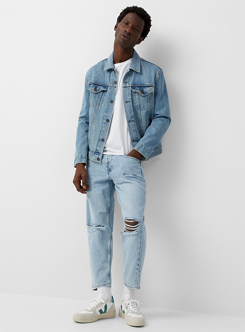Only & Sons Baby Blue Avi Beam faded distressed jean Tapered fit for men