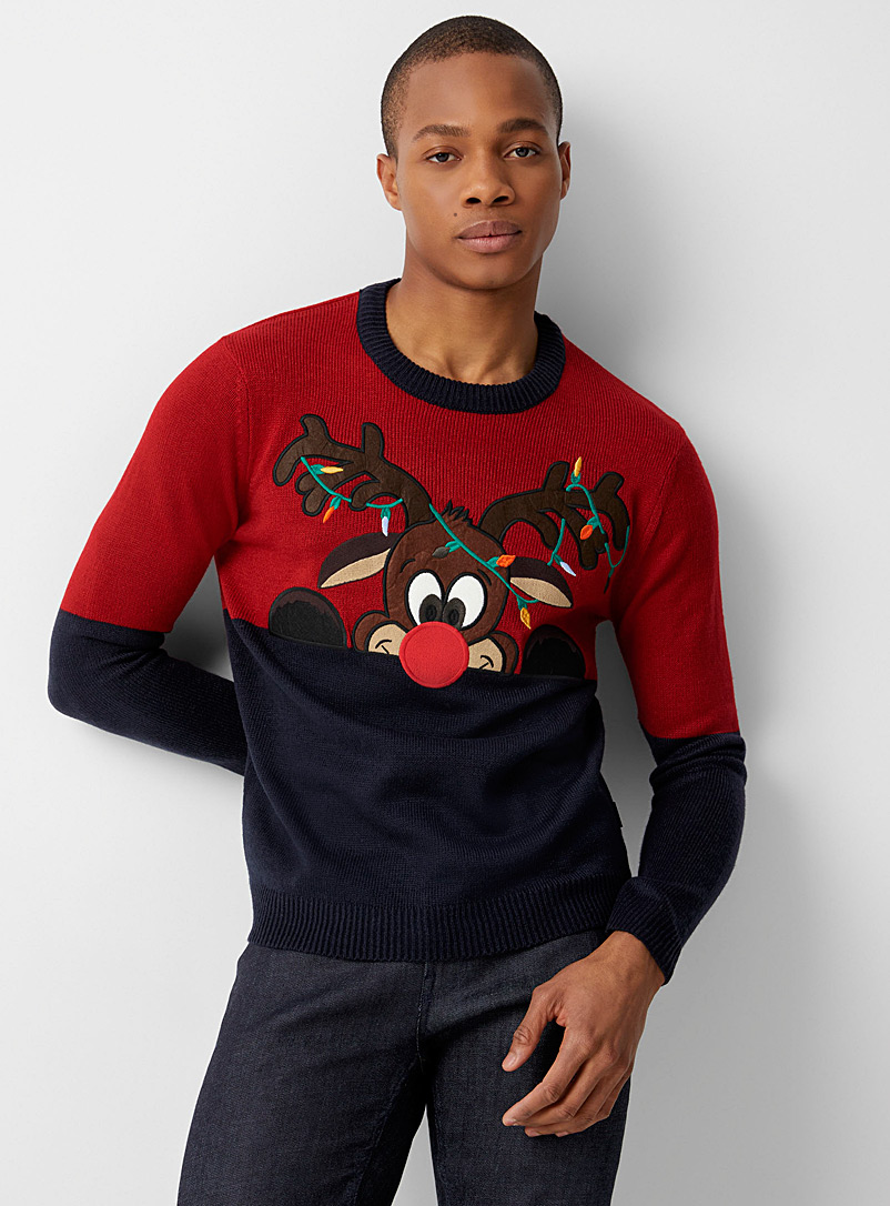 Only & Sons Patterned Green Festive sweater for men