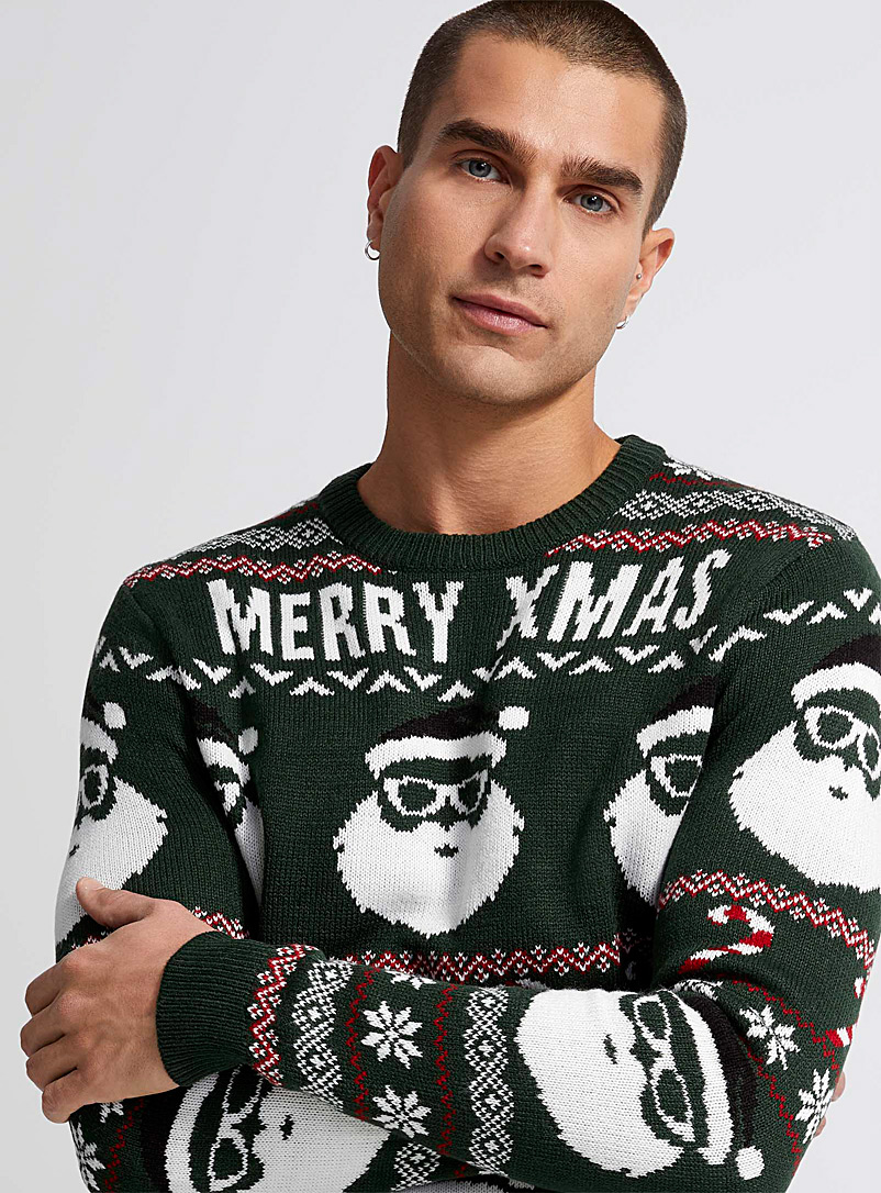 Only & Sons Patterned Green Merry Xmas sweater for men