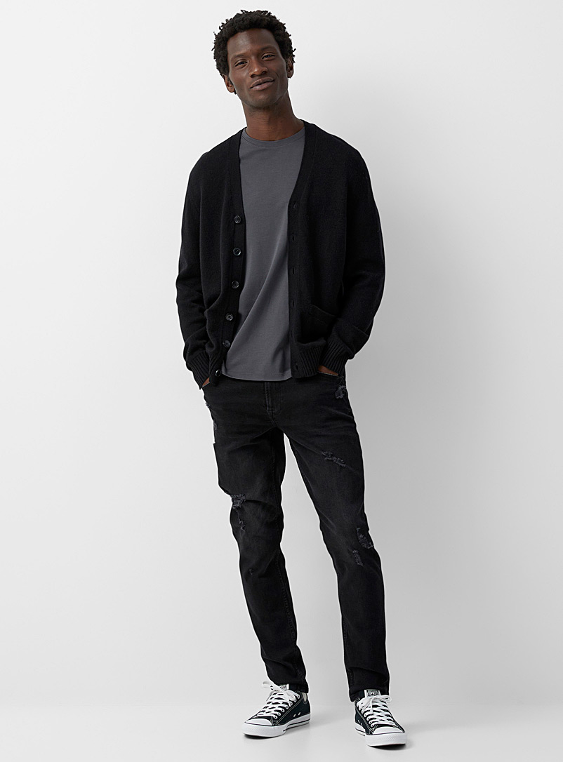 Only & Sons Black Loom distressed black jean Slim fit for men