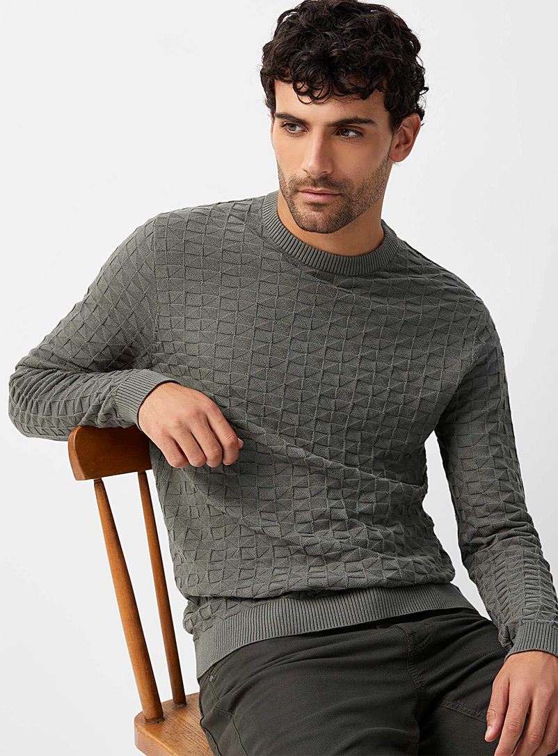 Only & Sons Green Geo jacquard sweater for men