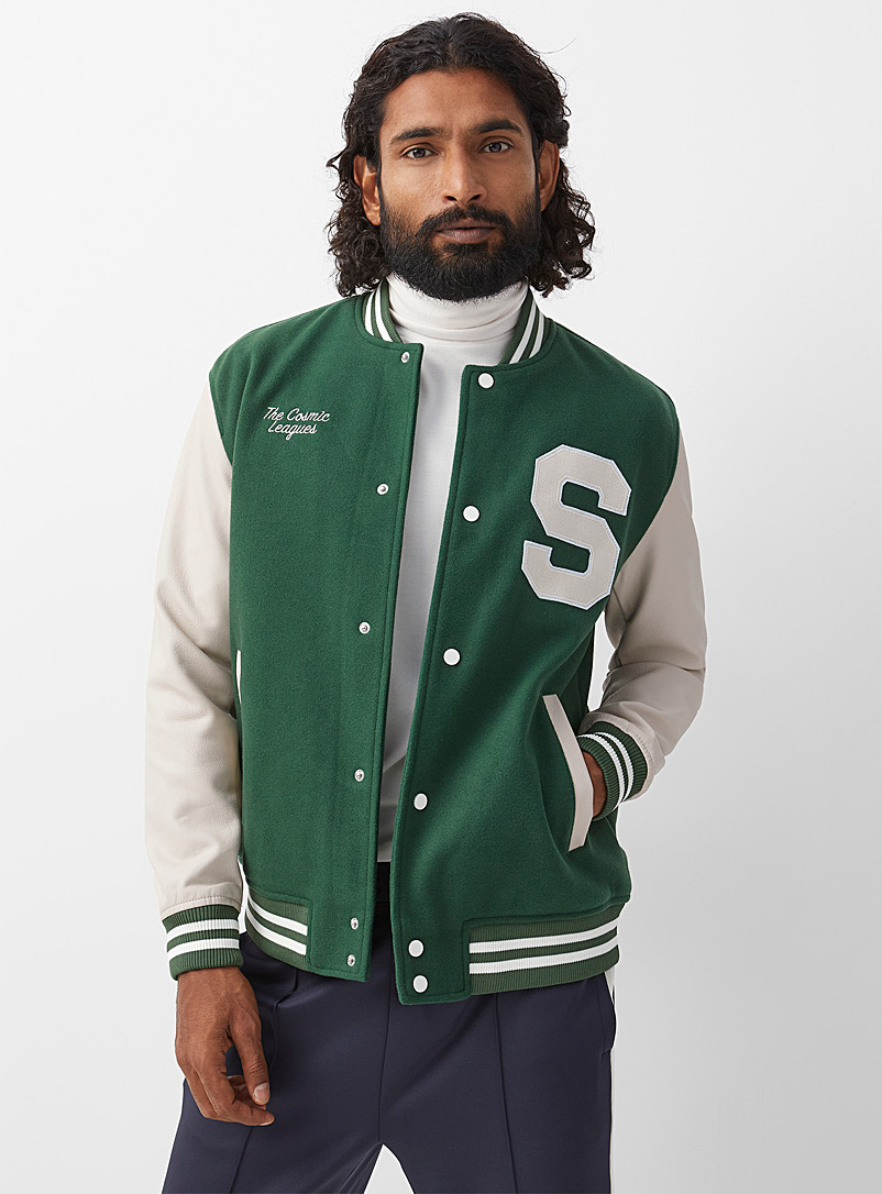 Only & Sons Green Varsity team jacket for men