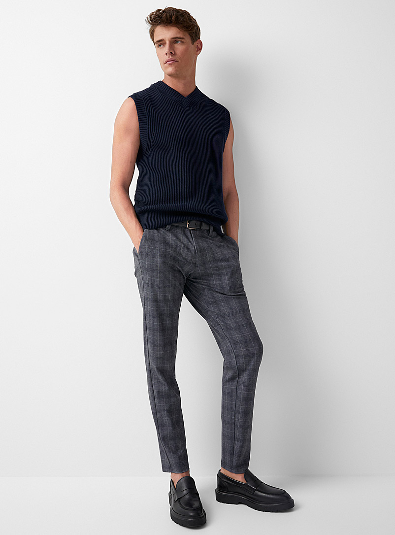 Only & Sons Marine Blue Windowpane check Mark pant Slim fit for men
