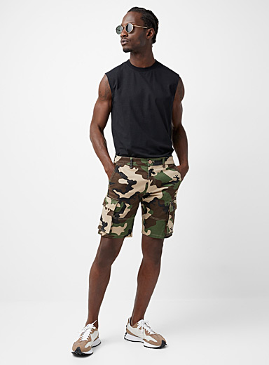 Only & Sons Patterned green Camo cargo Bermudas for men