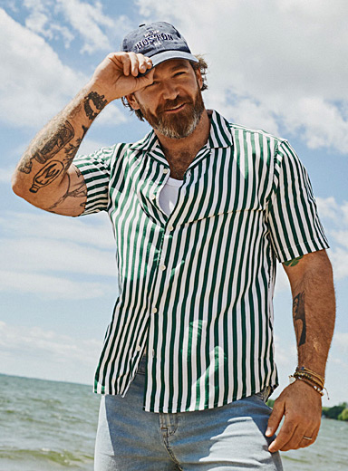 Chemise Homme Manches Courtes En Lin - Léger, Respirant - Sans Repassage - Coupe Régulière - Poche - Pour Été - 13