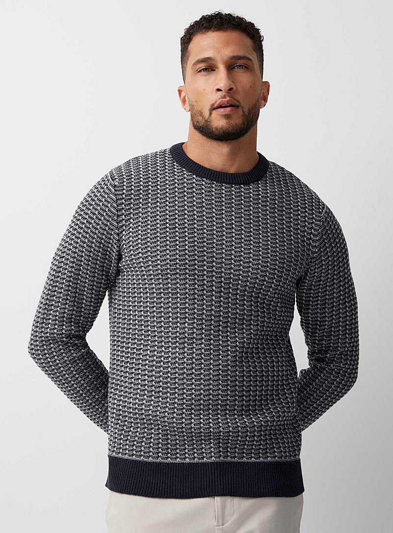 Only & Sons Patterned Blue Reverse-knit sweater for men
