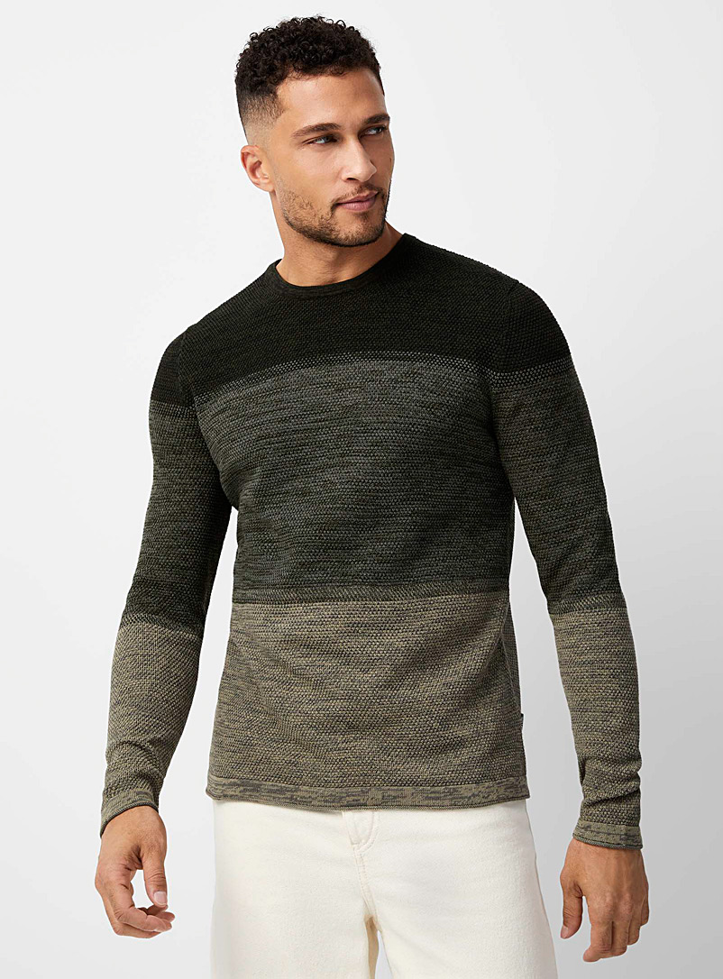 Only & Sons Green Embossed knit sweater for men