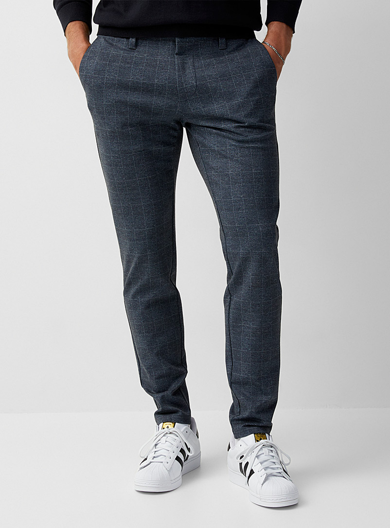 Only & Sons Grey Mark heathered check pant <b>Tapered fit</b> for men