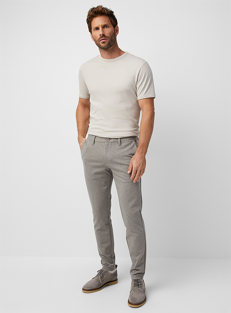 Only & Sons Light grey Needle-stripe Mark pant Tapered fit for men