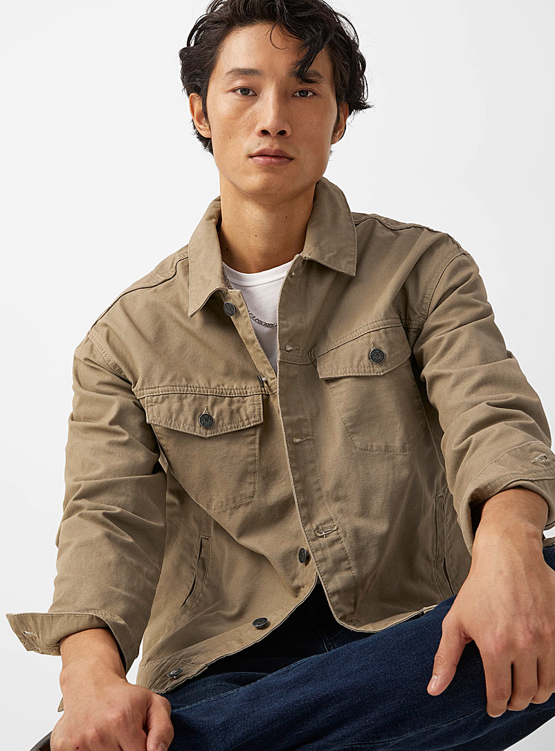 Only & Sons Mossy Green Khaki canvas jacket for men
