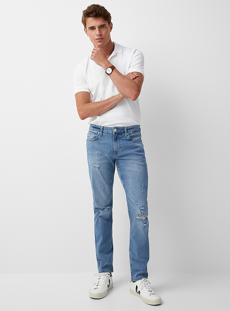 Only & Sons Baby Blue Distressed Loom jean Slim fit for men