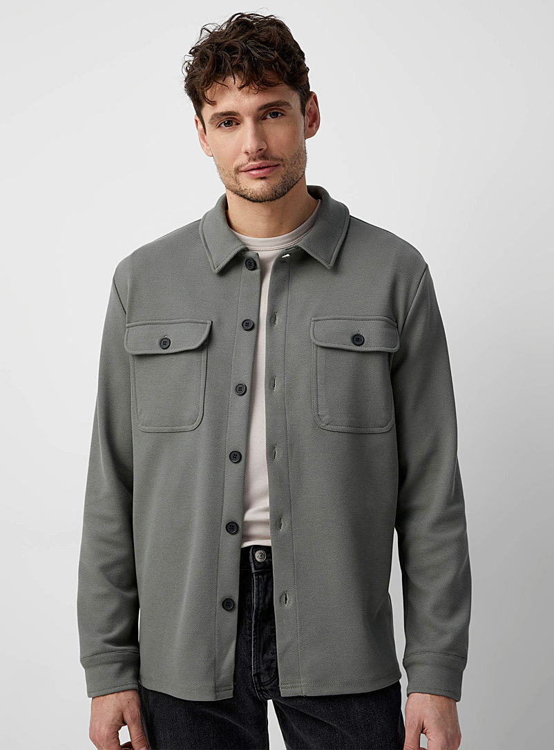 Only & Sons Sage green Etched jersey overshirt for men