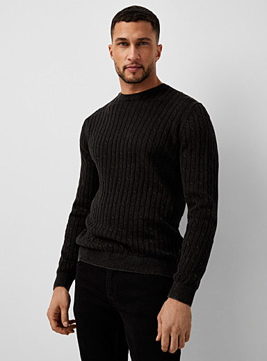 Faded twisted-cable knit sweater | Only & Sons | Shop Men's Crew Neck ...