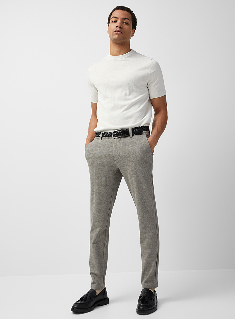 Only & Sons Light Grey Neutral check Mark pant Tapered fit for men