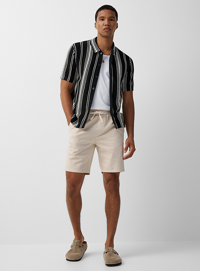 Only & Sons Sand Comfort-waist cotton-linen Bermudas for men
