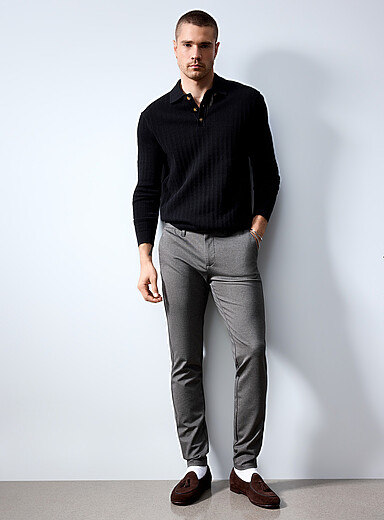 Only & Sons: Le pantalon trame chevrons <b>Coupe &eacute;troite</b> Taupe pour homme