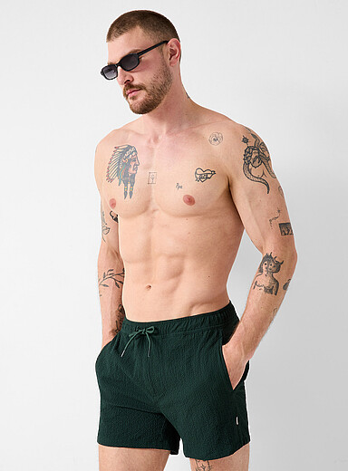 Only & Sons: Le maillot short seersucker uni Sable pour homme