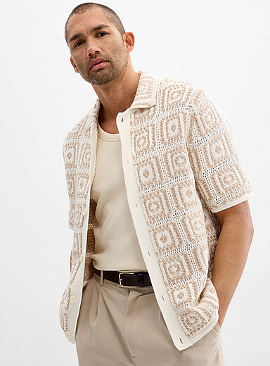 Le cardigan col polo crochet mosa&iuml;que