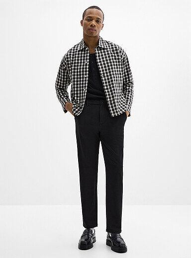 Only & Sons: Le pantalon tricot &eacute;pur&eacute; <b>Coupe droite</b> Noir pour homme